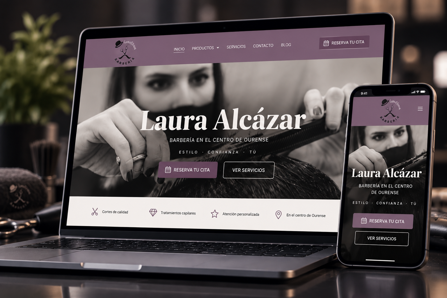 Ejemplo de diseño web para una barbería
