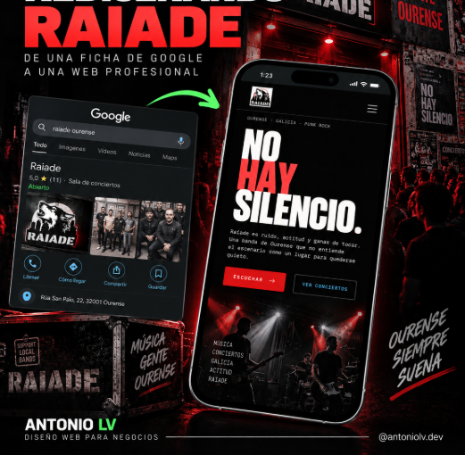 Web de Raiade, grupo musical de Ourense