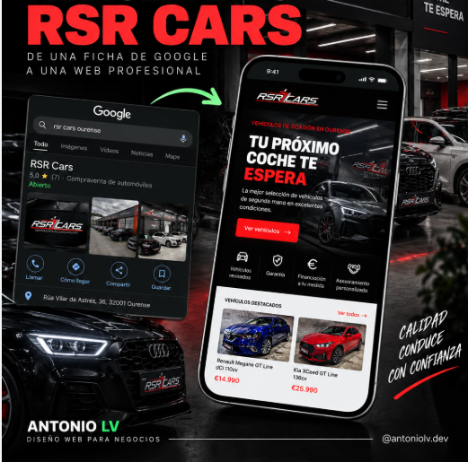 Ejemplo de página web para una compraventa de coches