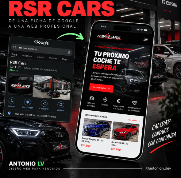 Web de RSR Cars, compraventa de coches